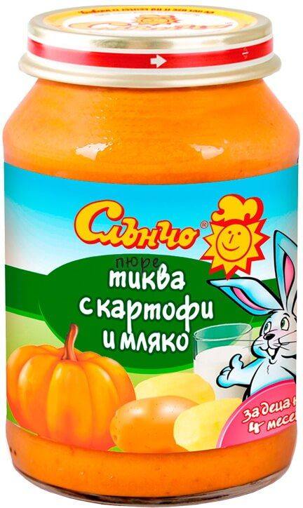 Бебешко пюре Слънчо тиква с картофи и мляко 190 г