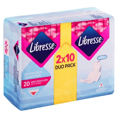 Дамски превръзки Libresse Maxi Regular+ Wings Duo Pack 2x10 броя