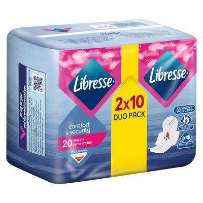 Дамски превръзки Libresse Maxi Regular+ Wings Duo Pack 2x10 броя