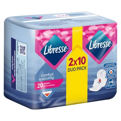 Дамски превръзки Libresse Maxi Regular+ Wings Duo Pack 2x10 броя