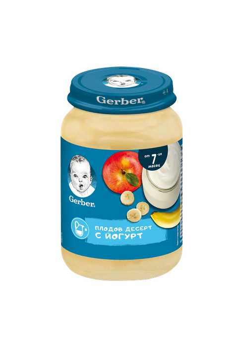 Бебешко пюре Gerber плодов десерт с йогурт 190 г