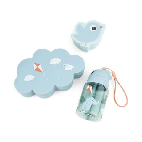 Комплект кутия за обяд и бутилка със сламка Lunch & snack box w/straw bottle Playground Blue