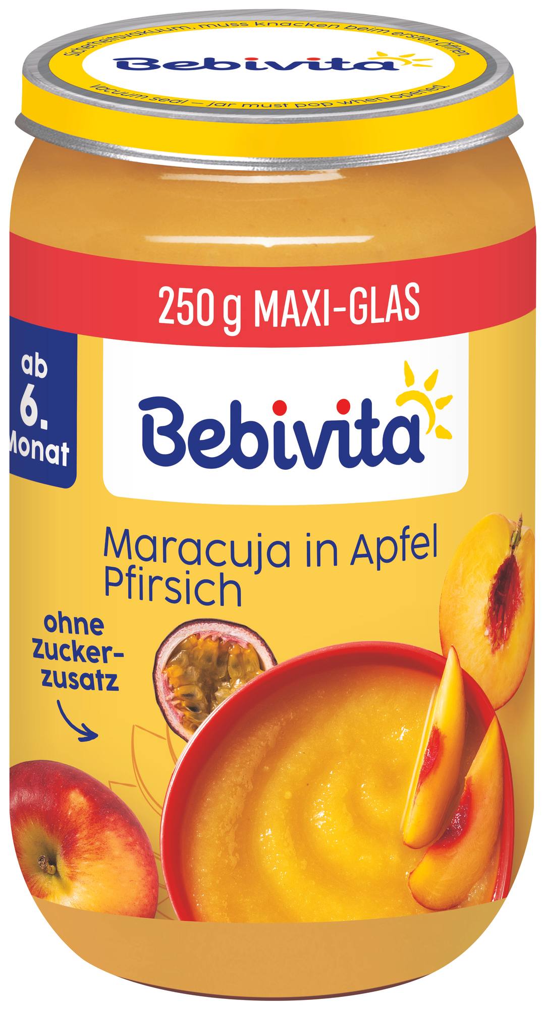 Бебешко пюре Bebivita с ябълка, праскова и маракуя 250 г