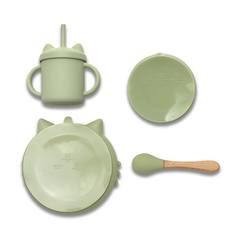 Силиконов сет за хранене Silicone Feeding Set 4 бр. Fresh Green