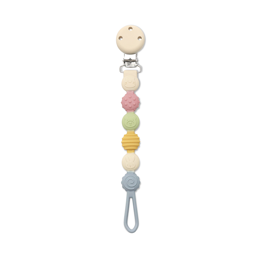 Силиконов държач за биберон Silicone Pacifier Holder Boy Natural