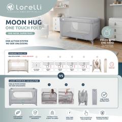 Бебешка кошара Lorelli MOON HUG One Touch Fold 1 ниво, сива