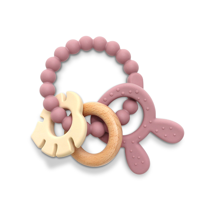 Силиконова гризалка с бук зайче Silicone and Beech Teether Rabbit
