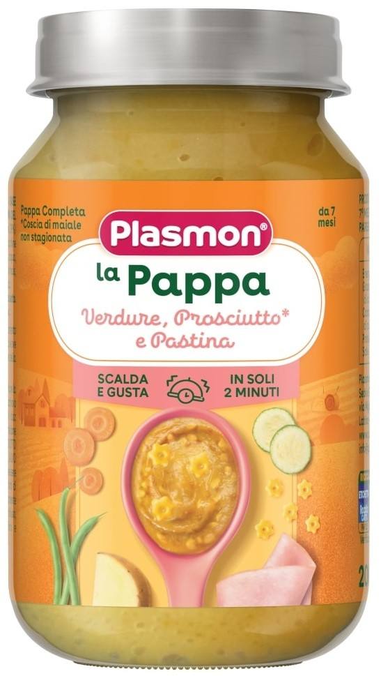 Бебешко пюре Plasmon зеленчуци с бебешка паста и свинско месо 200 г