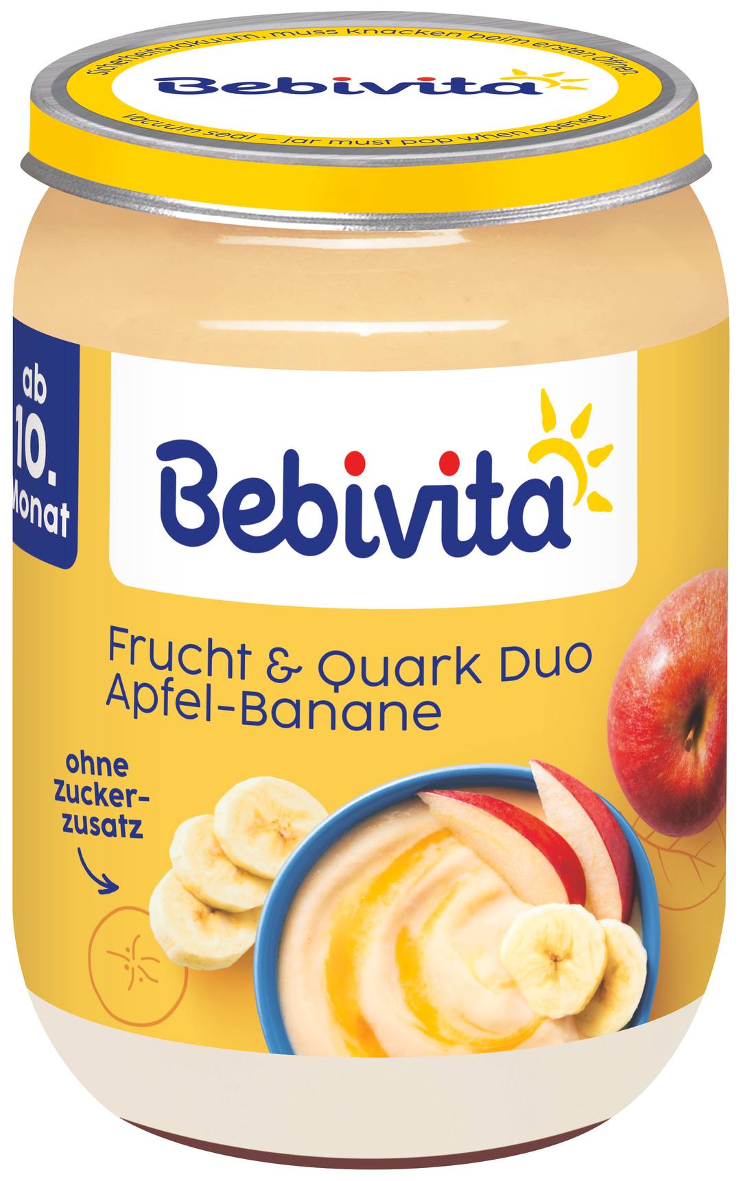Бебешко пюре Bebivita дует с ябълка, банан и извара 190 г