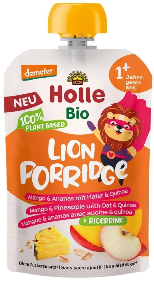 Бебешко пюре Holle Bio Lion Porridge Mango & Pineapple with Oat & Quinoa 110 г
