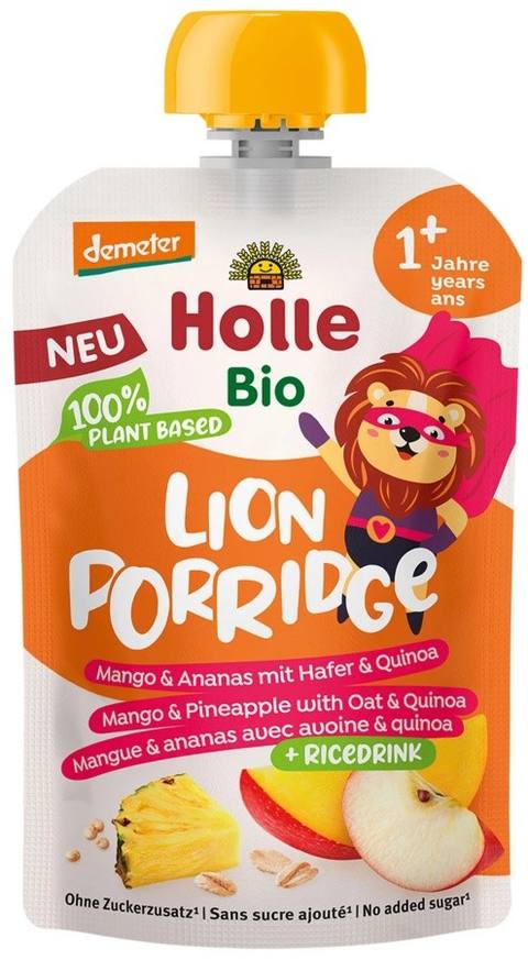 Бебешко пюре Holle Bio Lion Porridge Mango & Pineapple with Oat & Quinoa 110 г