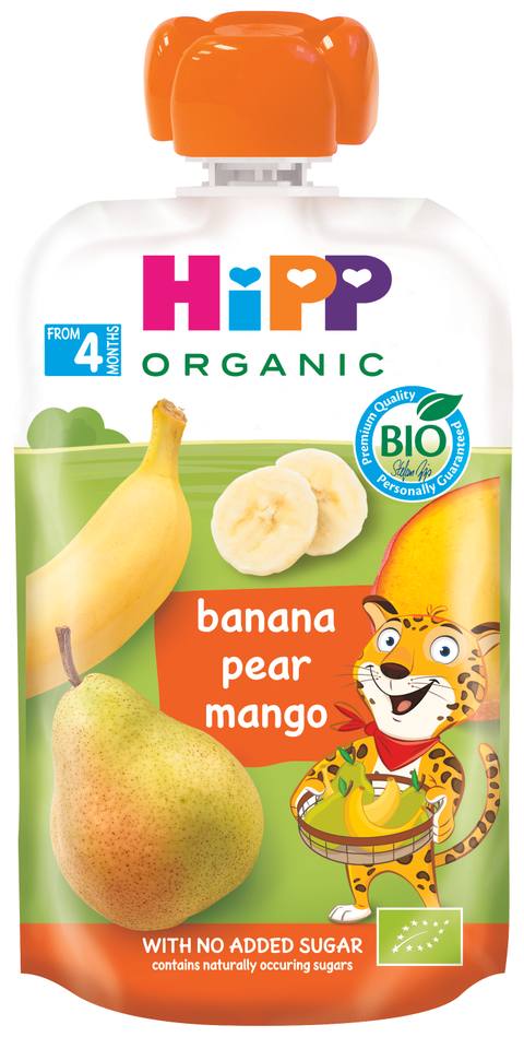 Бебешко пюре HiPP Organic Banana Pear Mango 100 г