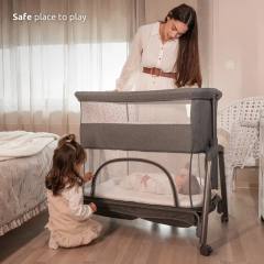 Мини кошара Lorelli LAYLA 2в1 с падаща преграда, сива