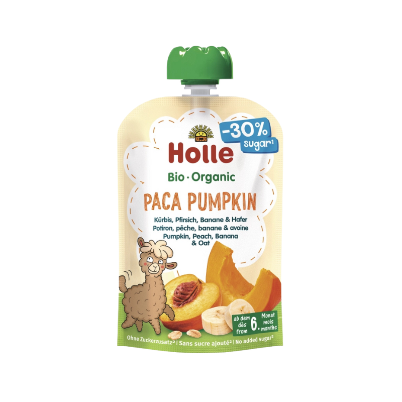 Бебешко пюре Holle Paca Pumpkin тиква, праскова, банан и овесени ядки 100 г