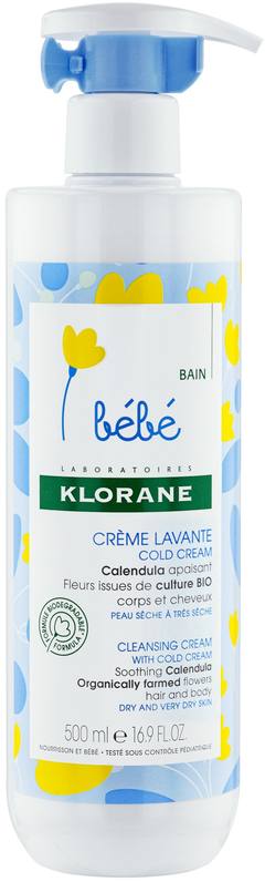 Измиващ крем за коса и тяло, за суха кожа Klorane Bebe 500 мл.