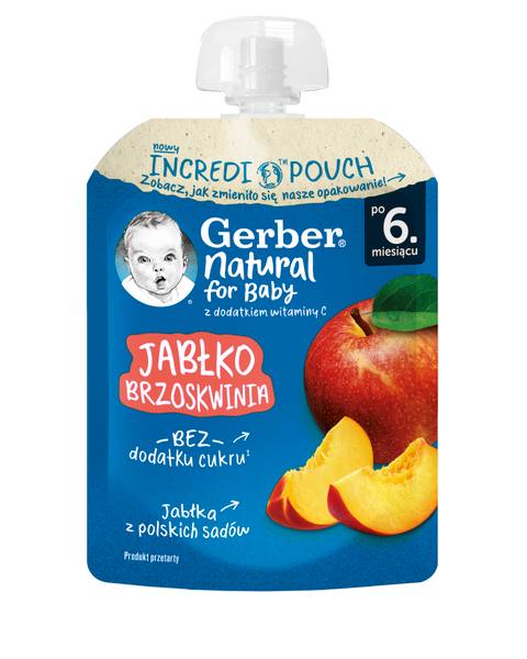 Бебешко пюре Gerber Natural Incredi Pouch ябълка и праскова 80 г