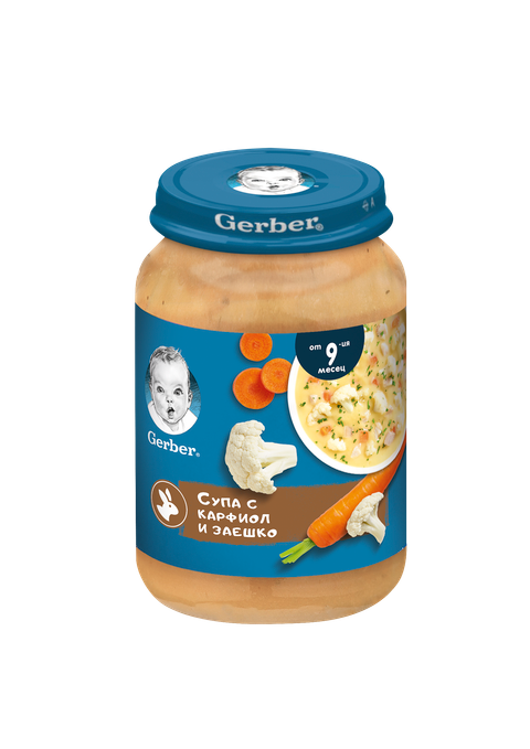 Бебешко пюре Gerber супа с карфиол и заешко 190 г