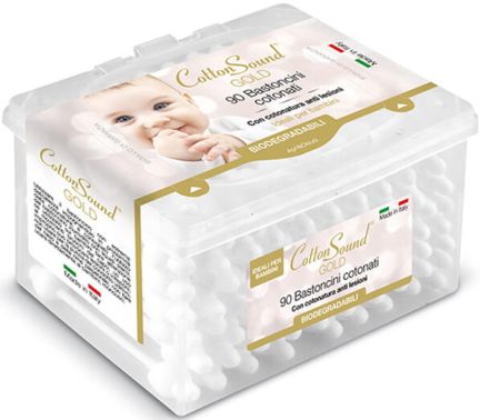 Клечки за уши Cotton Sound Gold с ограничител 90 бр