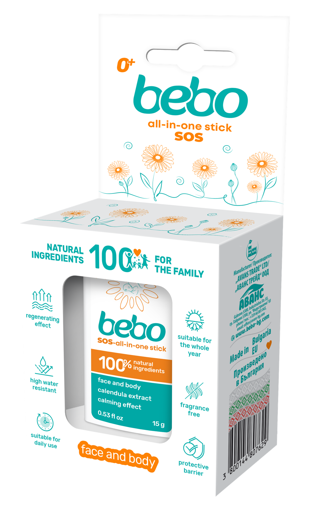 Защитен стик bebo SOS all-in-one stick 15 г