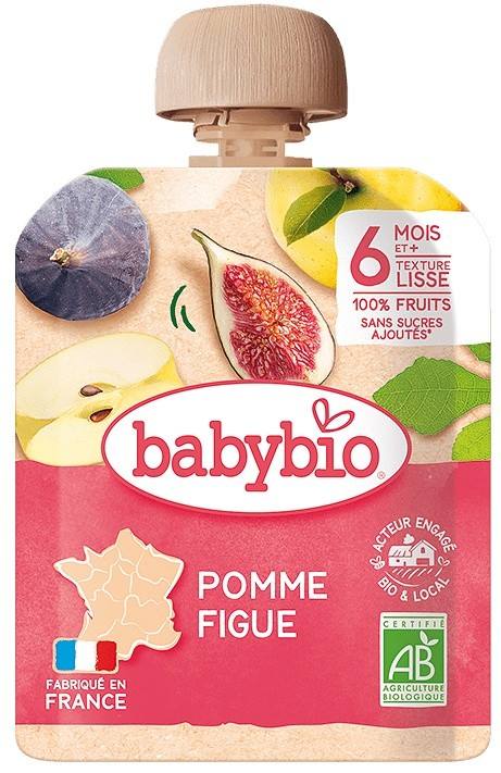 Био плодов мус Babybio с ябълки и смокини 90 г
