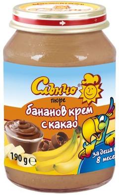 Бананов крем с какао, 8+м, 190г.
