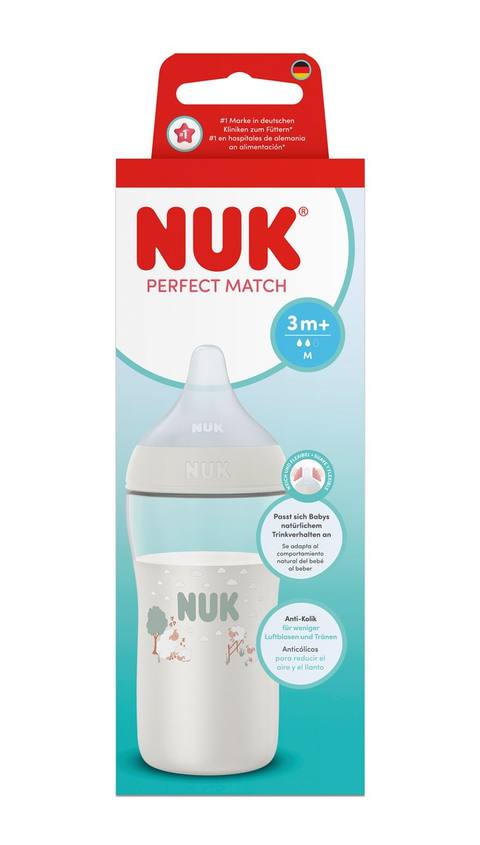 Бебешко шише NUK Perfect Match 260 мл. 3m+ размер M, овца, зелено