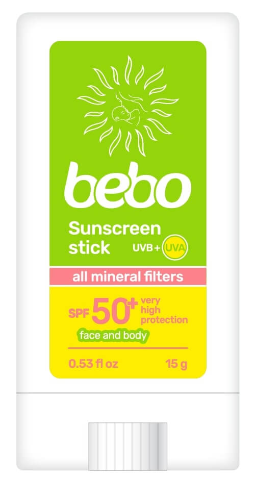 Слънцезащитен минерален стик за лице и тяло bebo Sunscreen stick SPF 50+ 15 г.