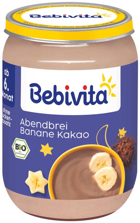 Бебешко пюре Bebivita Лека нощ с грис, банан и какао 190 г