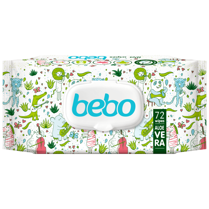 Бебешки мокри кърпички bebo Aloe Vera 72 бр.