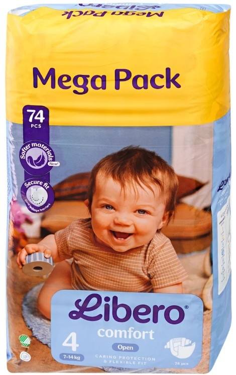 Пелени за еднократна употреба Libero Comfort No 4 Mega Pack 74 бр.