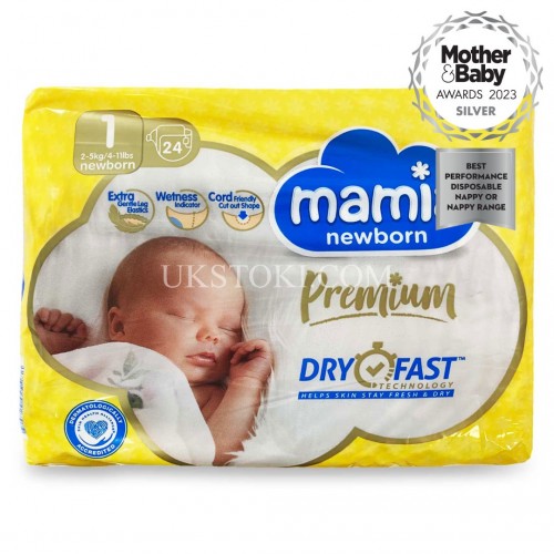 Пелени за еднократна употреба Mamia newborn размер 1, 2-5кг, 24 бр