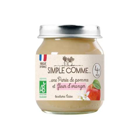 Бебешко пюре Simple comme с ябълка и портокалов цвят, 4 м+, 125 г