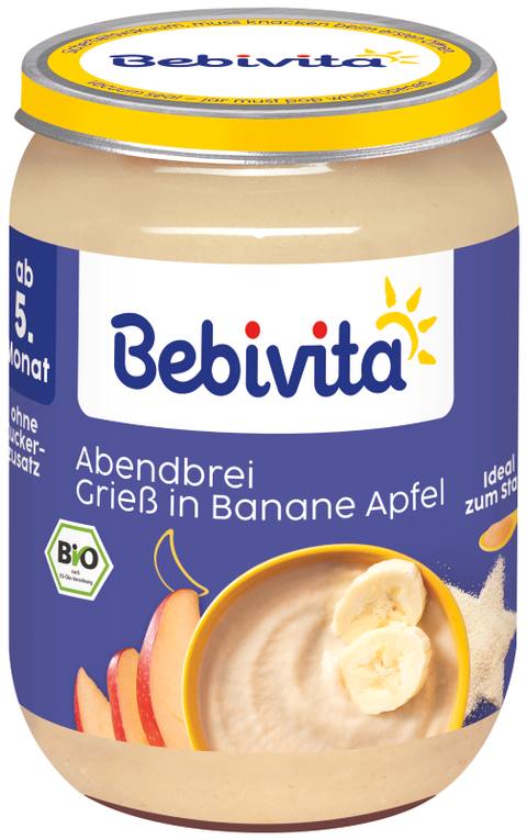 Бебешко пюре Bebivita с грис, банан и ябълка 190 г