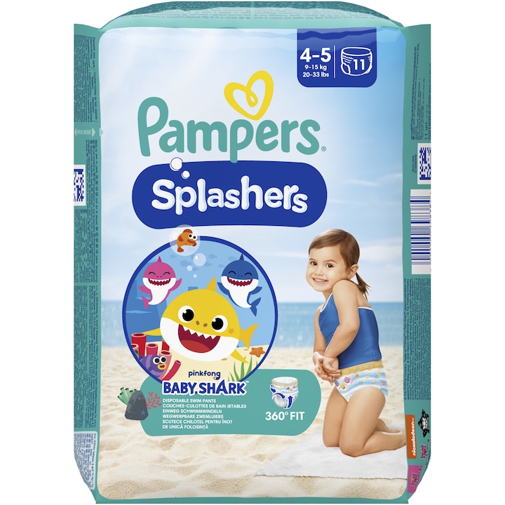 Пелени за плуване Splashers Baby Shark размер 4-5 (9-15 кг) 11 броя