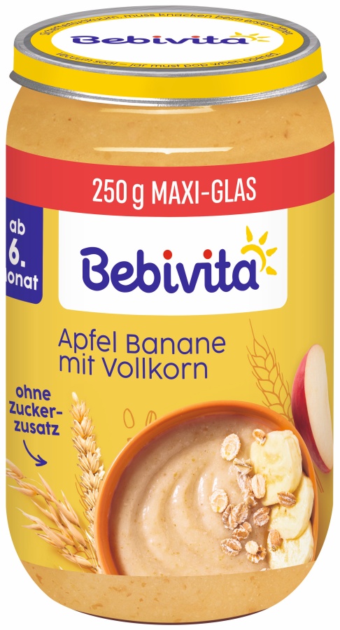 Бебешко пюре Bebivita Apfel Banane mit Vollkorn 250 г.