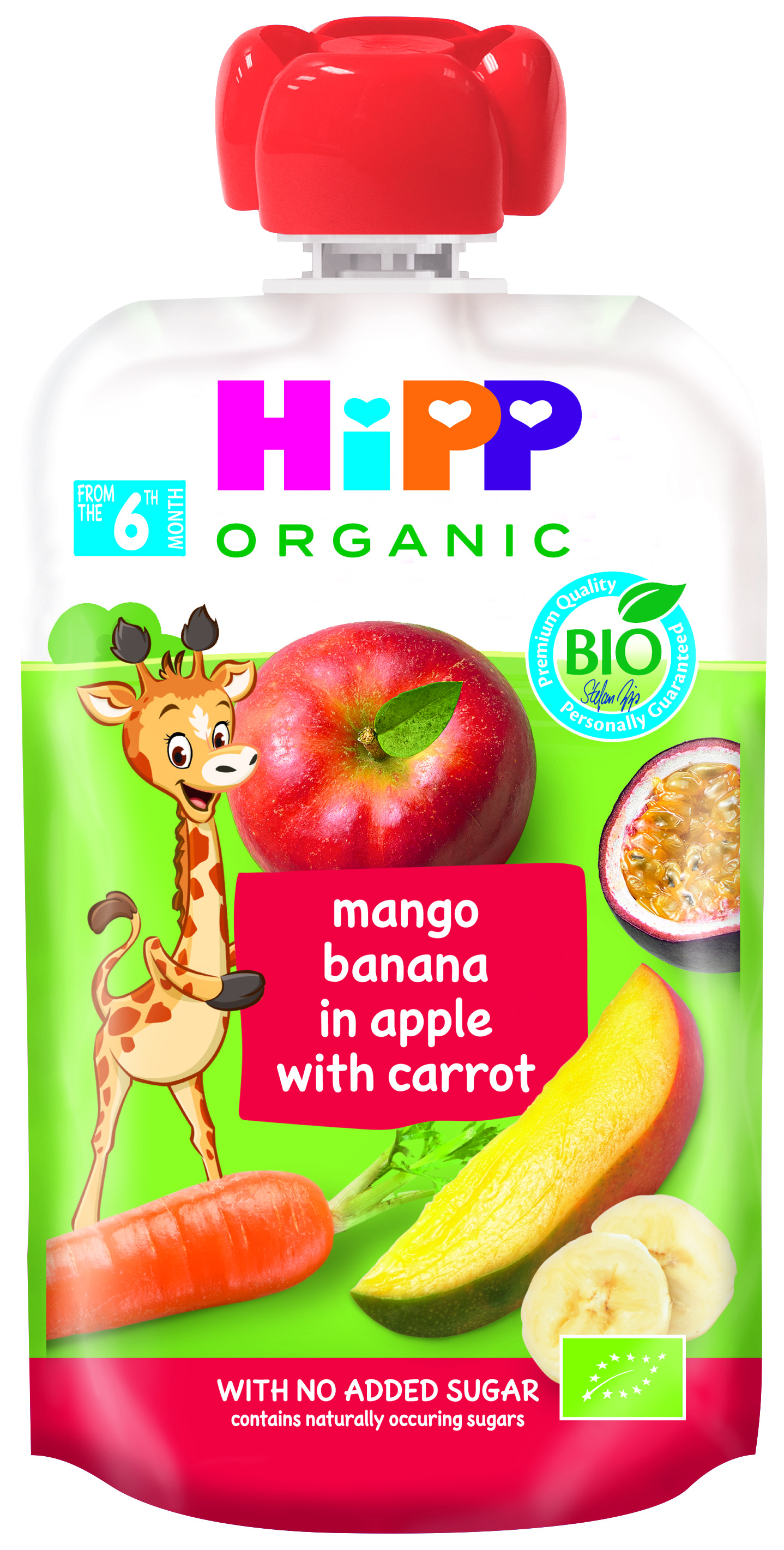 Бебешка плодова закуска HiPP Organic Mango Banana in Apple with Carrot 100 г