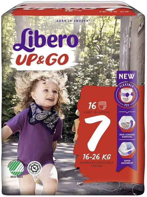 Бебешки пелени гащи Libero up&go Pants размер 7 16-26 кг 16 бр