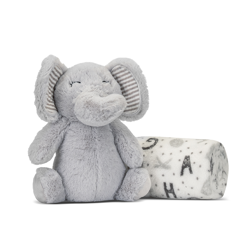 Бебешко одеяло Nappy Blanket With Toy бяло със сиво слонче 90x75 см