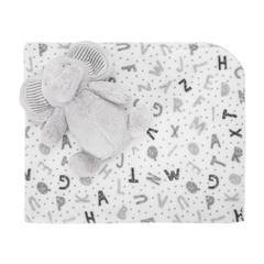 Бебешко одеяло Nappy Blanket With Toy бяло със сиво слонче 90x75 см