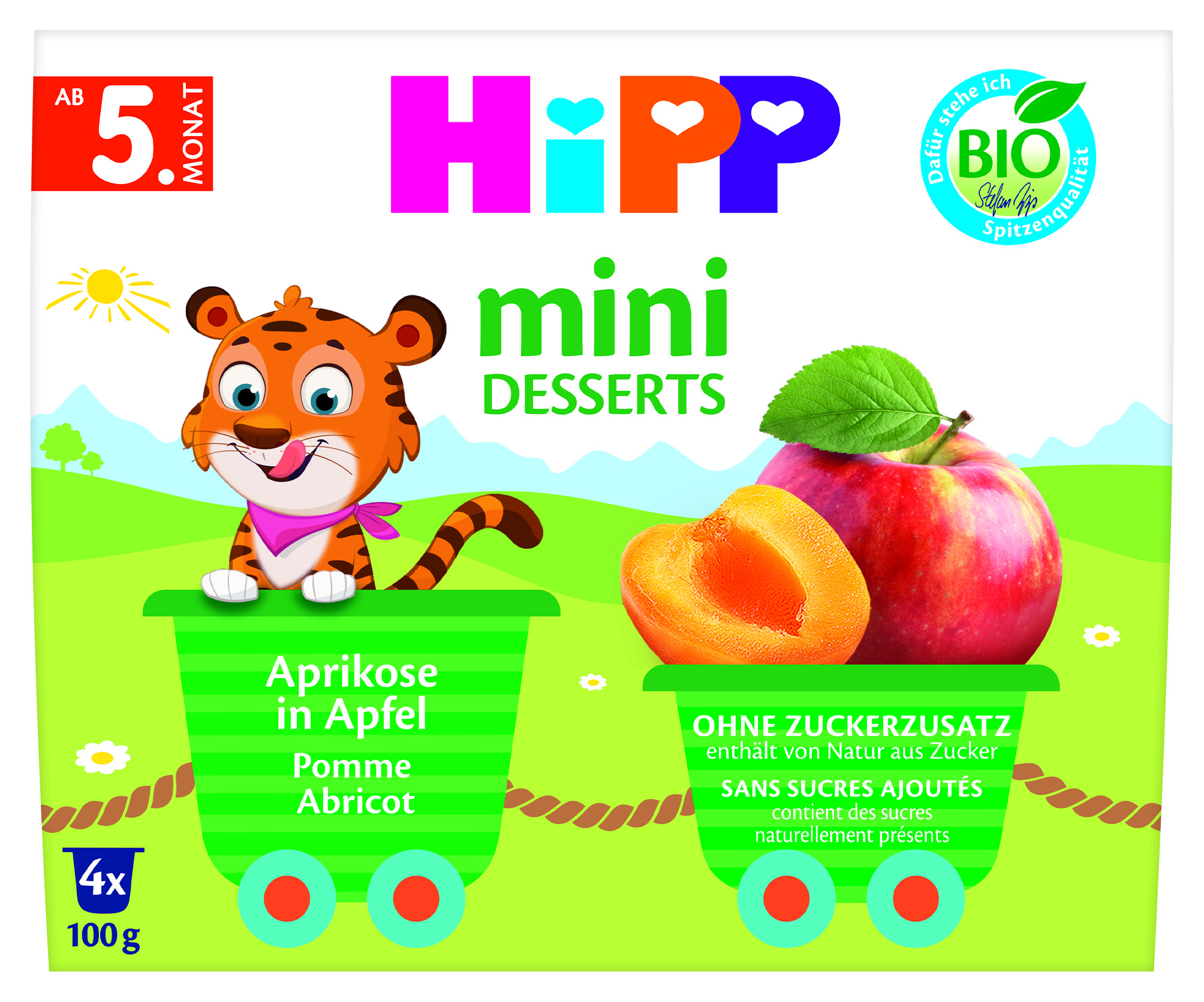 Пюре HiPP mini DESSERTS кайсия в ябълка 4х100 г