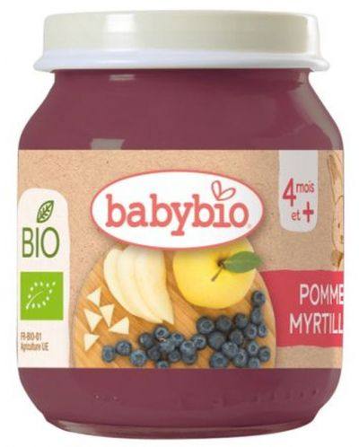 Бебешко пюре Babybio ябълка и синя боровинка, 130 g