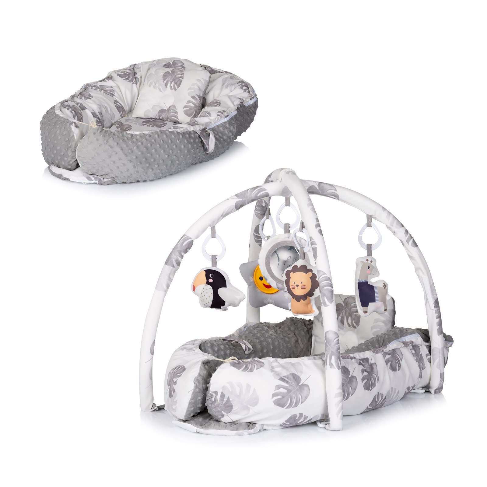 Активна гимнастика и гнездо 2 в 1 Comfy Play Gym & Baby Nest Leaves