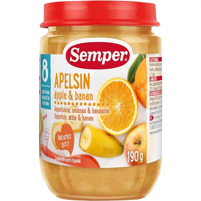 Бебешко пюре Semper Apelsin, Apple & Banan 190 гр