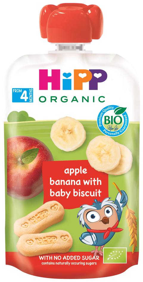 Бебешко пюре HiPP Organic Apple Banana with Baby Biscuit 100 г