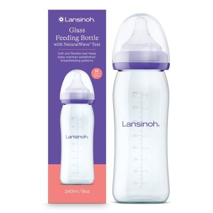 Бебешко стъклено шише Glass Feeding Bottle with NaturalWave Teat 240 мл. / 8oz