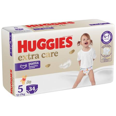 Бебешки пелени гащи Extra Care Pants размер 5 (12-17 кг) 34 бр