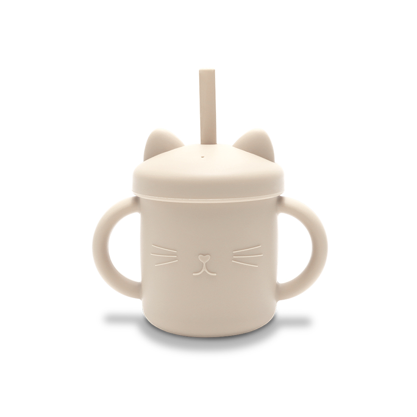 Силиконова чаша с дръжки и сламка silicone cup with handles and straw