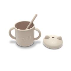 Силиконова чаша с дръжки и сламка silicone cup with handles and straw