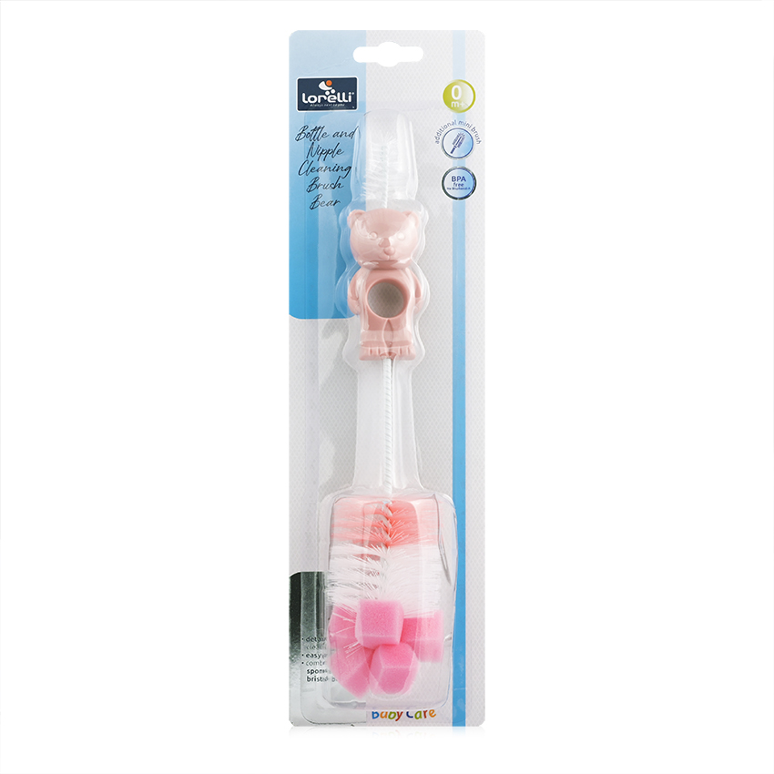 Четка за шише и биберон мече B1898 Blush Pink