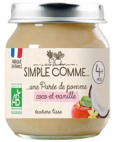 Бебешко пюре Simple Comme с ябълка, кокосово мляко и ванилия 4+